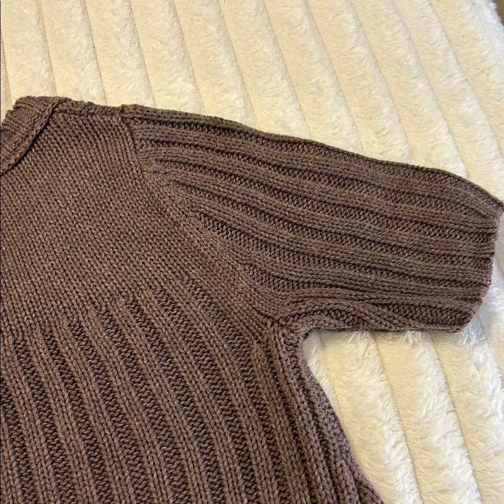 Vintage Aeropostale Brown Cable-Knit Short Sleeve Cardigan - Picture 7 of 11